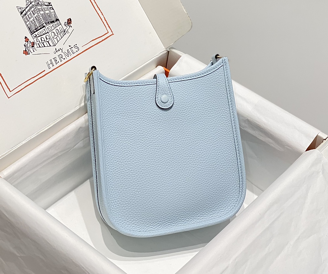 Hermes Evelyne 16 Amazone TPM Shoulder Bag In Sky Blue Clemence Leather